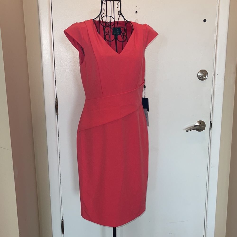 NWT- Bright Pink Adrianna Papell Cap sleeve Cocktail  Dress